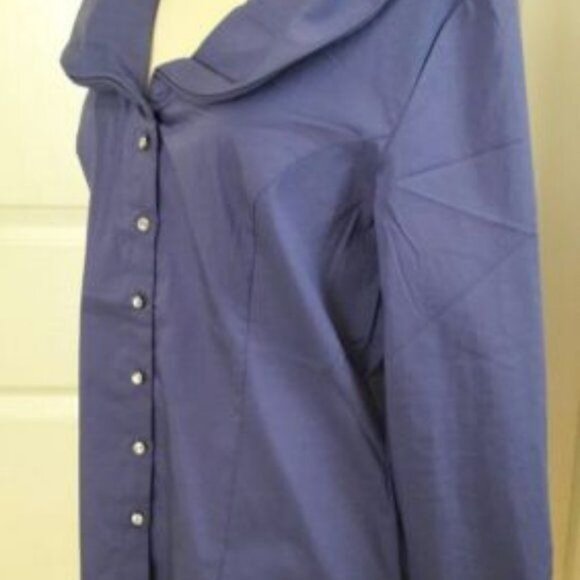 New Soft Surroundings top Dress shirt blouse Small Wire Collar button do… - Picture 5 of 6